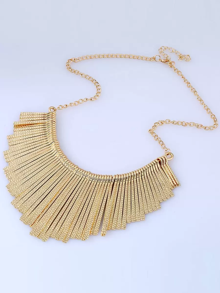 1pc Metal Matte Tassel Long Necklace & Fashion Short Women Necklace