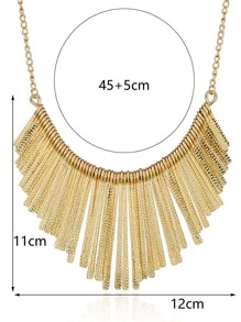 1pc Metal Matte Tassel Long Necklace & Fashion Short Women Necklace