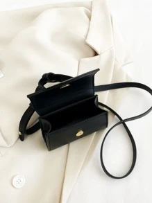 Mini Asymmetric Flap Square Bag - Black - View 3