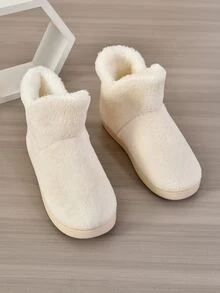 Minimalist Fuzzy Slipper Boots - Beige - View 3