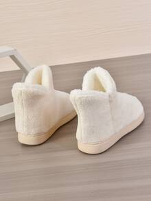 Minimalist Fuzzy Slipper Boots - Beige - View 5