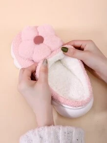 Flower Decor Fuzzy Novelty Slippers - Baby Pink - View 2