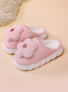 Flower Decor Fuzzy Novelty Slippers - Baby Pink - View 3