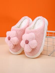 Flower Decor Fuzzy Novelty Slippers - Baby Pink - View 4