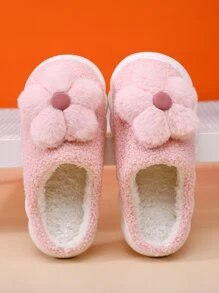 Flower Decor Fuzzy Novelty Slippers - Baby Pink - View 6