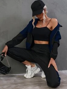 SHEIN Unity Two Tone Zip Up Hooded Jacket & Trousers - Multicolor - View 5