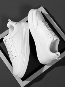 Men's Sports Shoes, Men's Casual Shoes, Fashionable And Personalized Street Student Handsome Shoes, Lace Up Men's Shoes, Men's Skateboarding Shoes - White - View 2