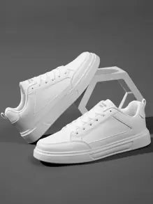 Men's Sports Shoes, Men's Casual Shoes, Fashionable And Personalized Street Student Handsome Shoes, Lace Up Men's Shoes, Men's Skateboarding Shoes - White - View 3