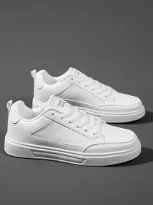 Men's Sports Shoes, Men's Casual Shoes, Fashionable And Personalized Street Student Handsome Shoes, Lace Up Men's Shoes, Men's Skateboarding Shoes - White - View 4