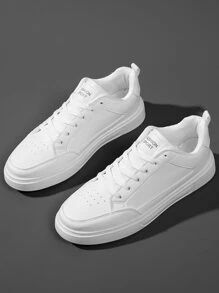 Men's Sports Shoes, Men's Casual Shoes, Fashionable And Personalized Street Student Handsome Shoes, Lace Up Men's Shoes, Men's Skateboarding Shoes - White - View 5