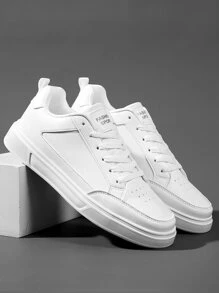 Men's Sports Shoes, Men's Casual Shoes, Fashionable And Personalized Street Student Handsome Shoes, Lace Up Men's Shoes, Men's Skateboarding Shoes - White - View 7