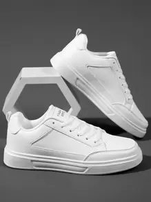 Men's Sports Shoes, Men's Casual Shoes, Fashionable And Personalized Street Student Handsome Shoes, Lace Up Men's Shoes, Men's Skateboarding Shoes - White - View 8