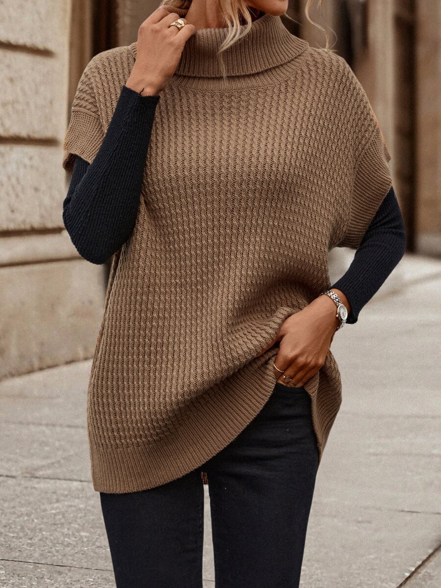 EMERY ROSE 1入組高領蝙蝠袖毛衣背心