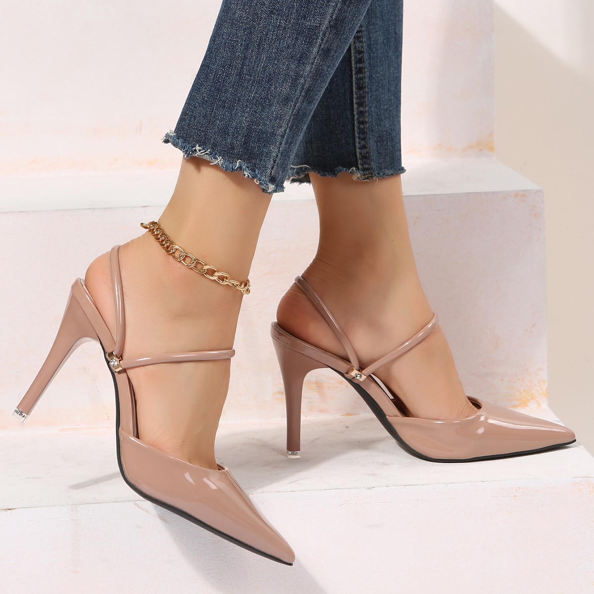 Tacones altos de estilo suave con diseño de punta cerrada, adecuados para citas, compras, fiestas, reuniones, viajes al trabajo y ocasiones de negoci