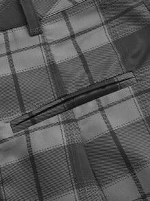 ROMWE Fairycore Quần nữ Nút Túi Dây kéo Sọc ca rô Giải trí - Xám - Xem 4