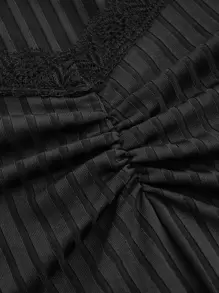 SHEIN MOD Plus Ruched Front Bandana Hem Tee - Black - View 3