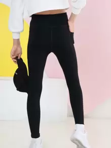 Tween Girl Solid Leggings - Black - View 2