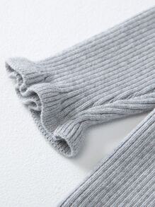 YINGZIFANG Niñas Jersey ribete con fruncido tejido de canalé - Gris Claro - Ver 4