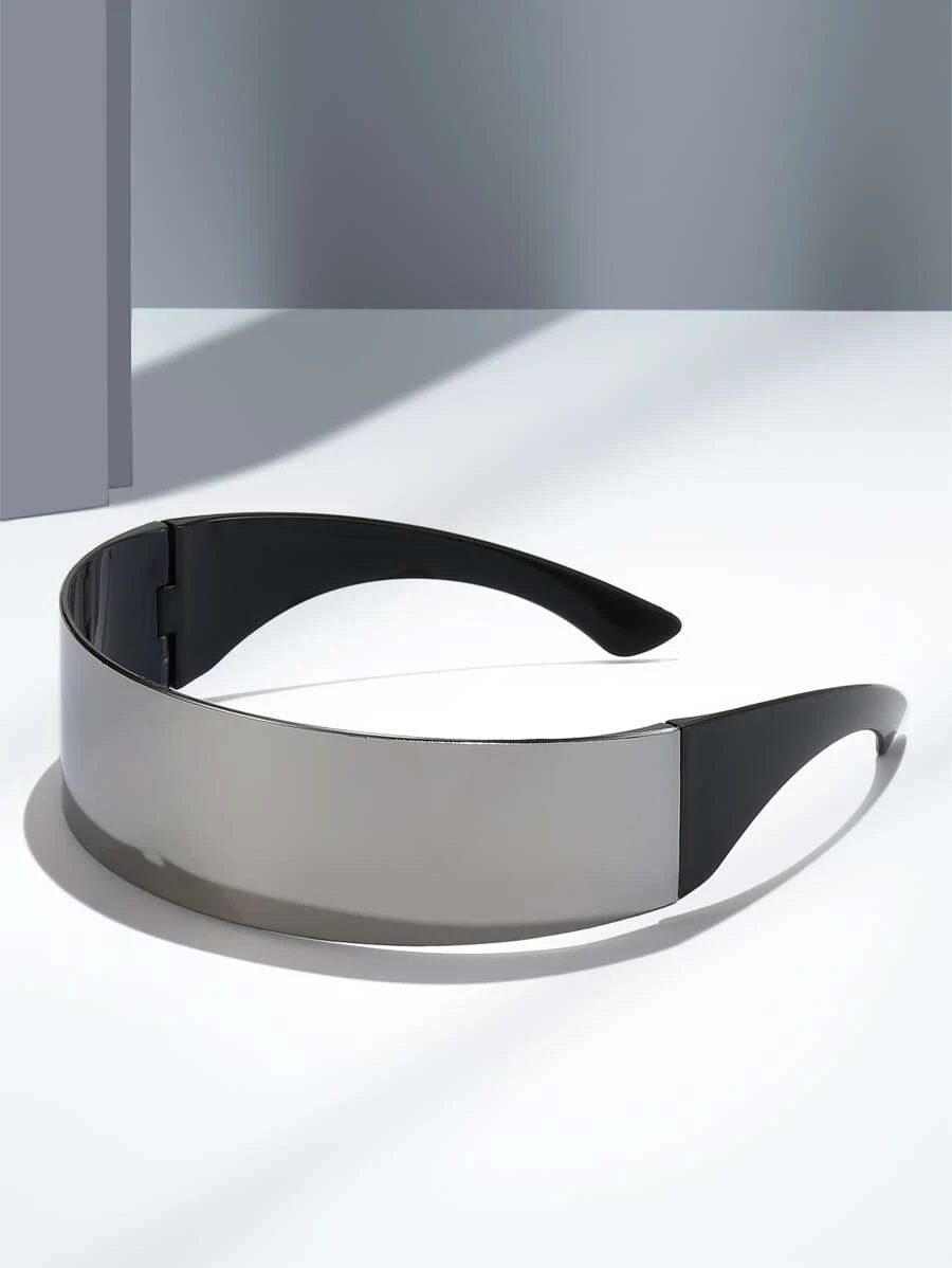 1 件装塑料框时尚眼镜，银色，适合聚会、旅行和度假 - 銀色 - 查看 1