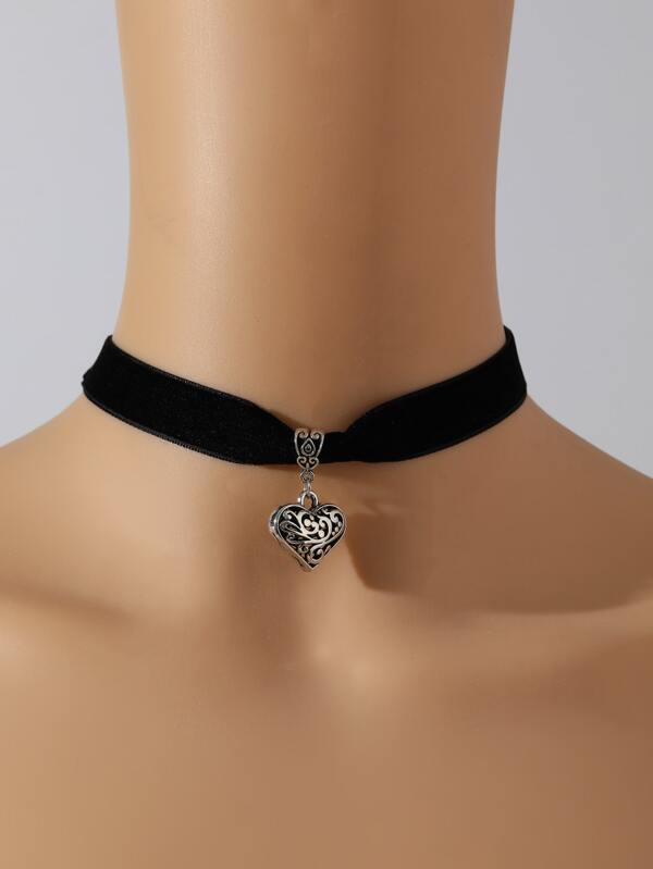 Heart Charm Choker Goth Punk Jewelry SHEIN USA