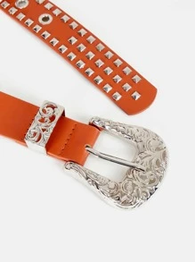 1 Máy Tính Nữ Da Bò Khóa Dây Pu Trang Trí Phong Cách Phương Tây & Punk Thời Trang Đeo Hàng Ngày - Màu Cam cháy - Xem 3