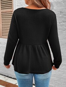 SHEIN Franclia Camiseta con botón delantero peplum