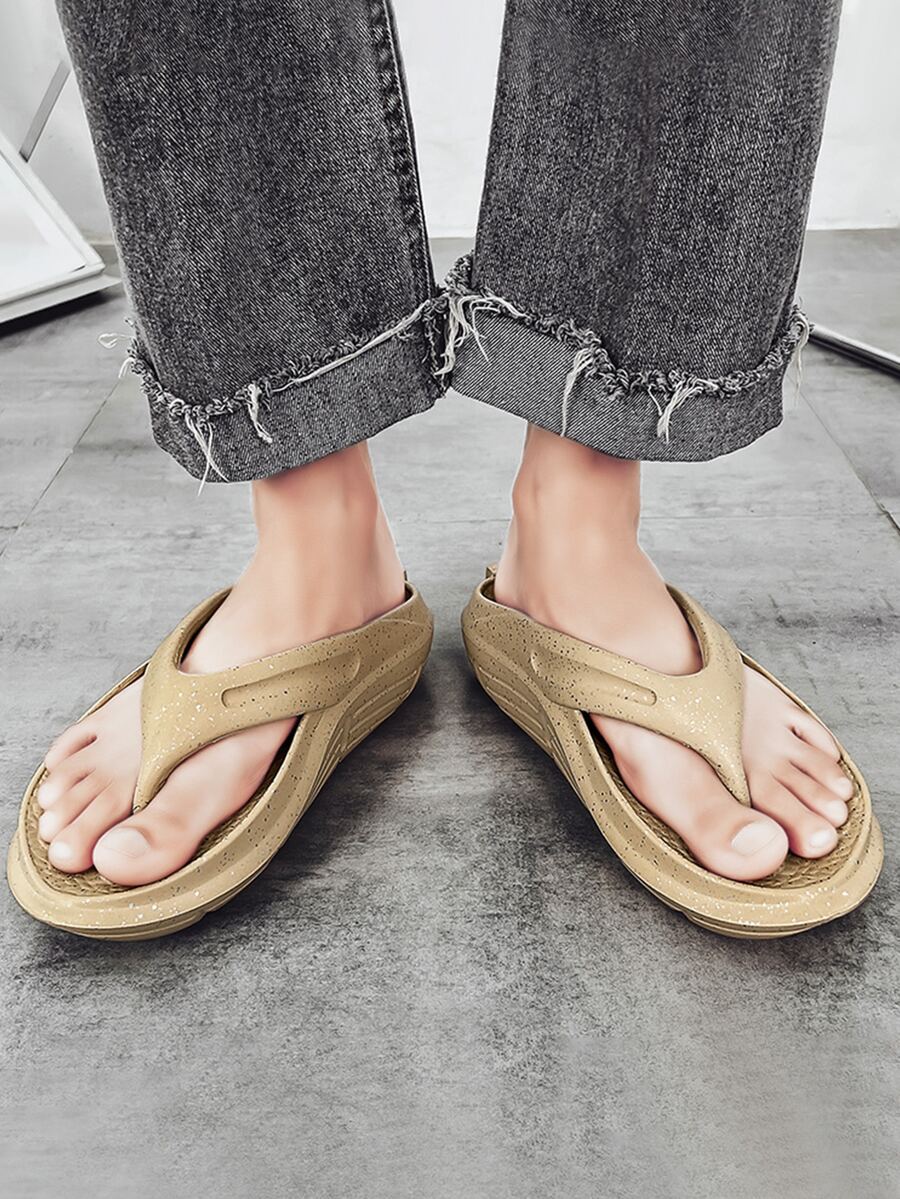 男士波點圖案人字拖 - 卡其色 - 查看 1