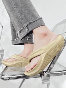 男士波點圖案人字拖 - 卡其色 - 查看 2