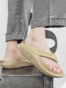 男士波點圖案人字拖 - 卡其色 - 查看 4