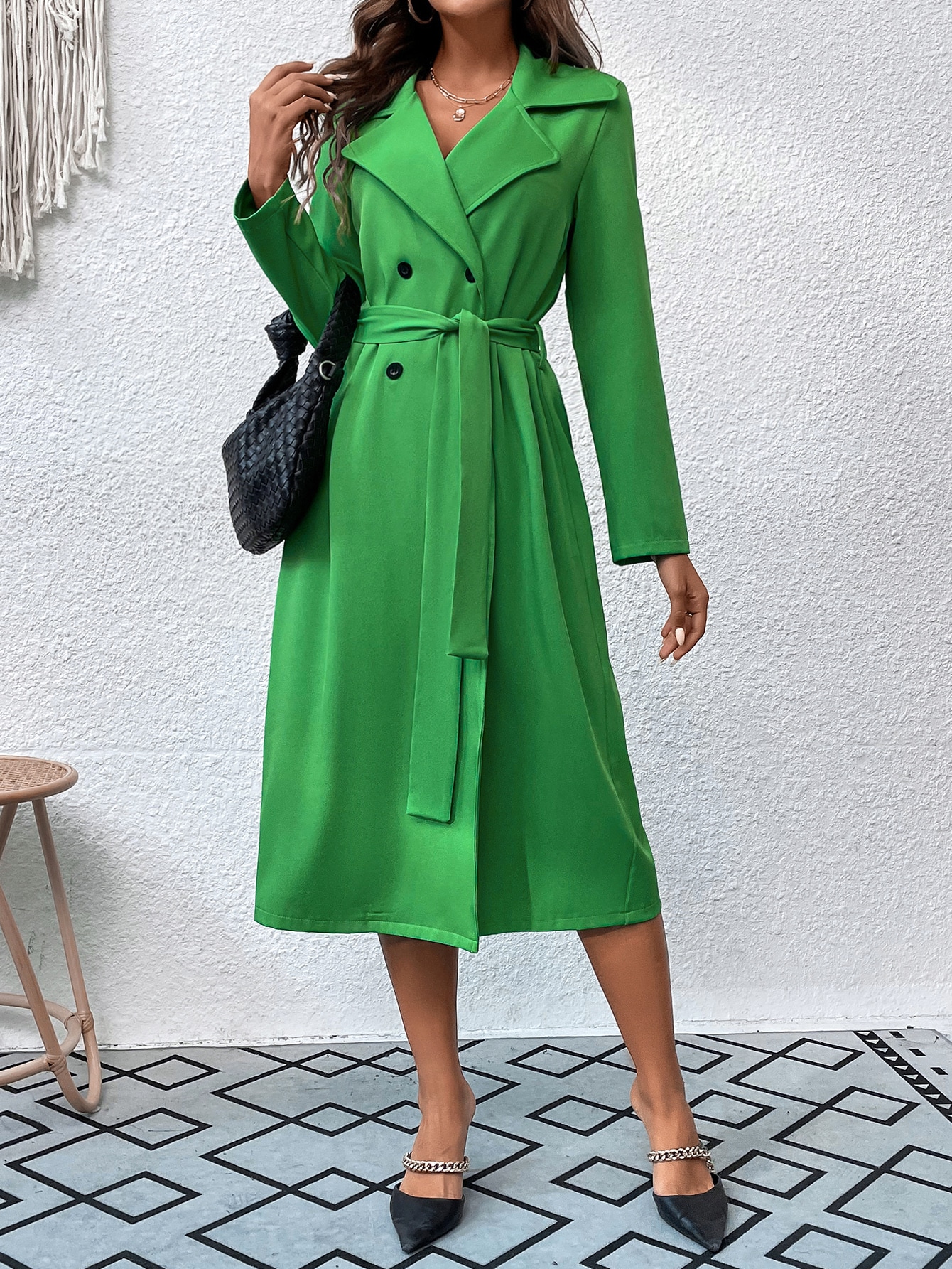 Double Breasted Belted Trench Coat SHEIN USA