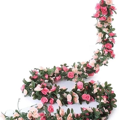 1/5/8pcs Artificial Rose Vine, DIY Garden Material, Wedding Venue Decor, Home Bedroom/Living Room/Bathroom/Wall Hanging Decor, Outdoor Garden, School, Birthday Party, Valentine's Day, New Year Decoration