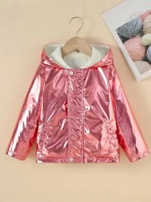 Toddler Girls Slant Pocket Hooded Jacket - Pink - View 1