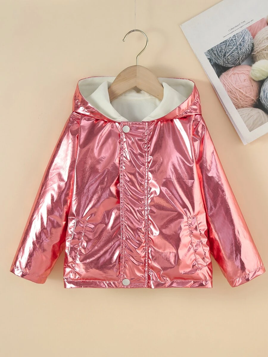 Toddler Girls Slant Pocket Hooded Jacket - Pink - View 1