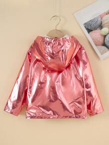 Toddler Girls Slant Pocket Hooded Jacket - Pink - View 2