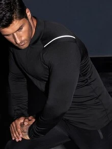 Manfinity Sport Corelite Men Reflective Letter Graphic Zip Up Sports Jacket - Black - View 5