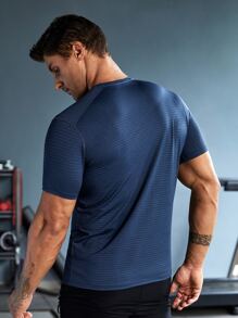 Manfinity Running Men Reflective Letter Graphic Sports Tee - Navy Blue - View 2