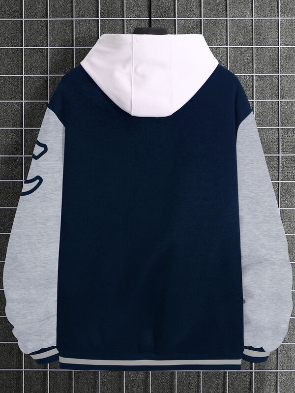 Manfinity Sporsity Men Colorblock Letter Graphic Thermal Lined Varsity