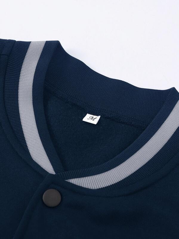 Manfinity Sporsity Men Colorblock Letter Graphic Thermal Lined Varsity