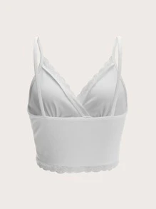 SHEIN MOD Plus Contrast Lace Crop Cami Top - White - View 2