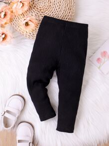 Mallas De Punto Acanaladas Para Bebé Niño - Negro - Ver 1