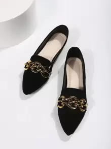 Scarpe flat dalla punta affusolata, misure dal 35 al 45, scarpe flat dalla punta affusolata da donna, nuovi mocassini  con decorazione a catena metallica, suola morbida adatti per lavoro e guida