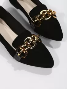 Scarpe flat dalla punta affusolata, misure dal 35 al 45, scarpe flat dalla punta affusolata da donna, nuovi mocassini  con decorazione a catena metallica, suola morbida adatti per lavoro e guida