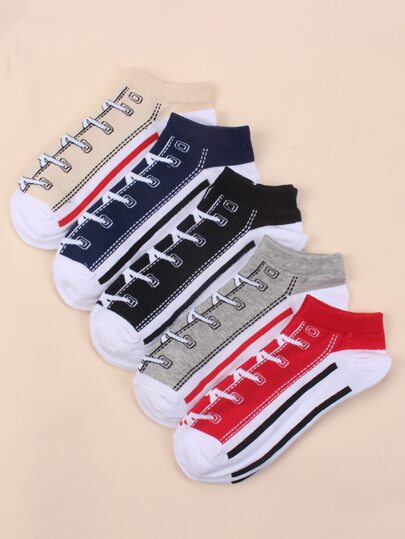 جوارب للكاحل نمط دانتيل 5 أزواج