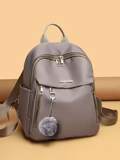 輕便商務休閒防水字母圖案背包，附帶袋掛飾，畢業、十年級、十一年級和十二年級的高中、大學和研究生女孩的學校背包，適用於戶外、旅行和返校。適用於青年女性、大學生、新手和白領工作者的辦公室、大學、工作、商務、通勤、戶外、旅行、外出和背包，配有手提電腦間隔，方便攜帶，適用於大學、小學、中學、高中、工作、商務、通勤、戶外、旅行和外出等場合。