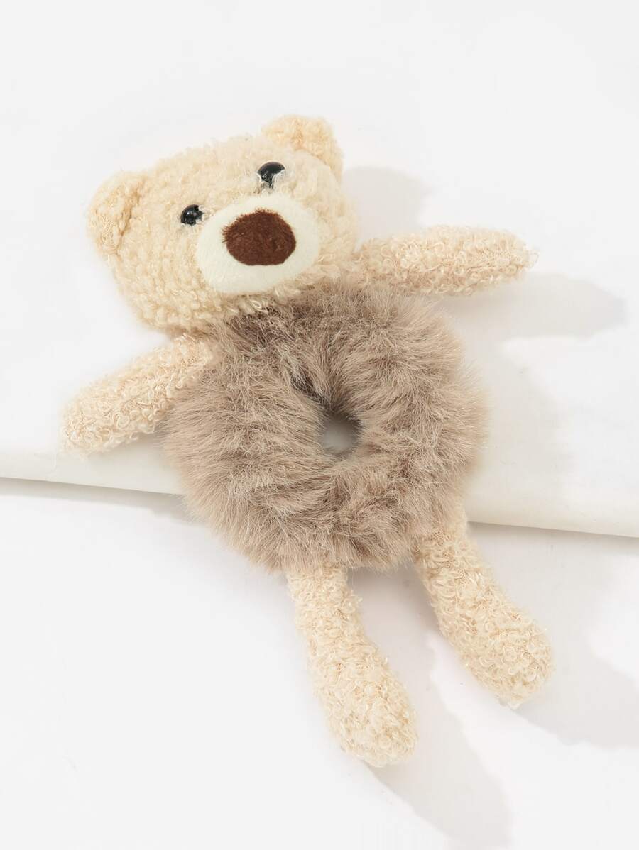 Bear Decor Fluffy Hair Tie - Multicolor - View 1