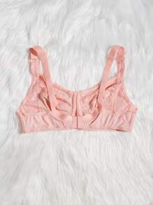 Plus Contrast Lace Underwire Bra - Coral Pink - View 2