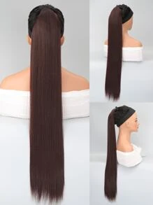 長款直筒馬尾合成纖維接髮 - 棕色 - 查看 1