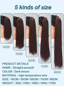 長款直筒馬尾合成纖維接髮 - 棕色 - 查看 6