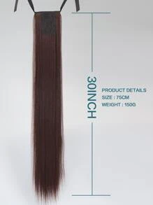 長款直筒馬尾合成纖維接髮 - 棕色 - 查看 7