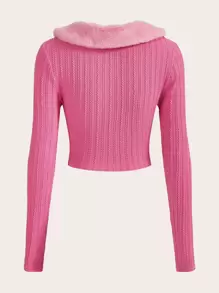 SHEIN MOD 羊絨領口短夾克 - 粉色 - 查看 2